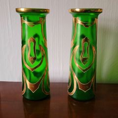 Art Noveau enamel painted vases