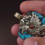 Vintage Silver Bird & Flower Desgin Turqouise Pendant Image 6