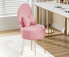 Dressing Table Chair with Stroage Space, Comfy Vanity Chair with Pillow & Foldable Backrest