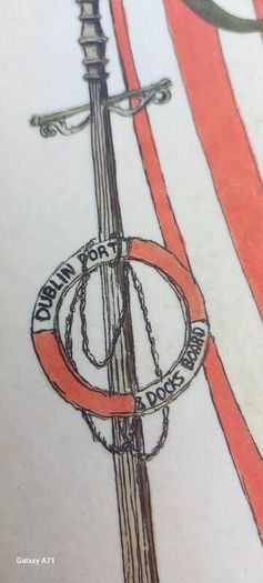 Pat liddy ,irish artist, historian,,1988 Carslberg viking ship Dublin port advertising  art picture,,see picture for condition ,sold as seen .