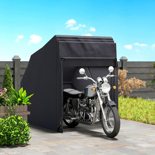 Outdoor Motorcycle Shelter Tent with Oxford Fabric Cover, 2 Windows
