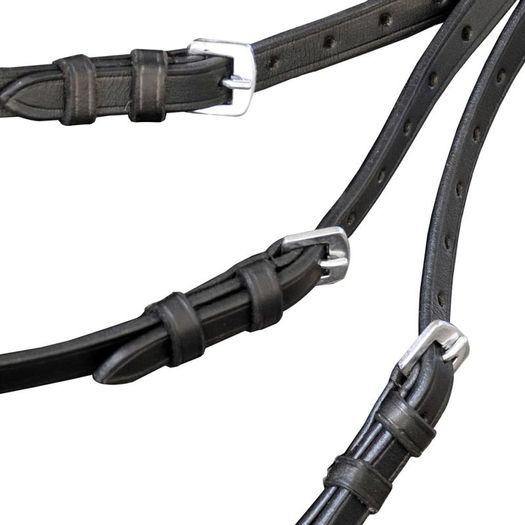 Leather Flash Bridle with Reins and Bit Black Pony