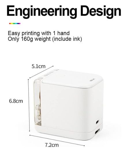 Kongton Mini Handheld Printer Mbrush Mobile Portable Color Tattoo Logo Ink-jet DIY Printer Wireless USB IOS Android