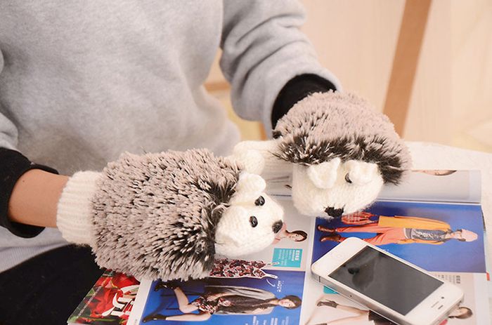 Cute Winter Hedgehog Gloves/Mittens