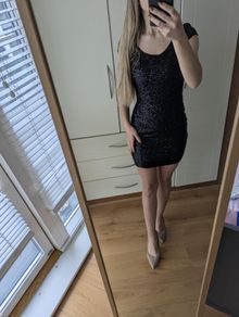 dress Black size XS ,new without tag h&m , classic dress , party dress, Black shiny