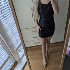 dress Black size XS ,new without tag h&m , classic dress , party dress, Black shiny