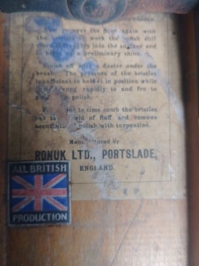 1920 Vintage Antique British "Ronuk" Heavyweight Floor Polishing Brush