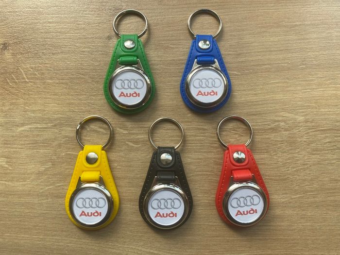 Brand new synthetic leather Audi key ring with shopping trolley token/coin