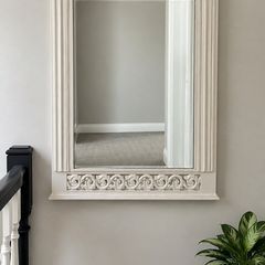 Ornate White Rectangular Wall Mirror