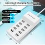 USB Charger Station, 10 Port USB Charger USB Hub Charger 40W Multi-port USB Fast Charging Station Image 2