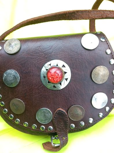 Hand bag /shoulder bag leather bag Leather buckle shoulder strap  Moroccan hand stitched vintage genuine leather bag purse genuine  vintage item great gift present  girls/ladies