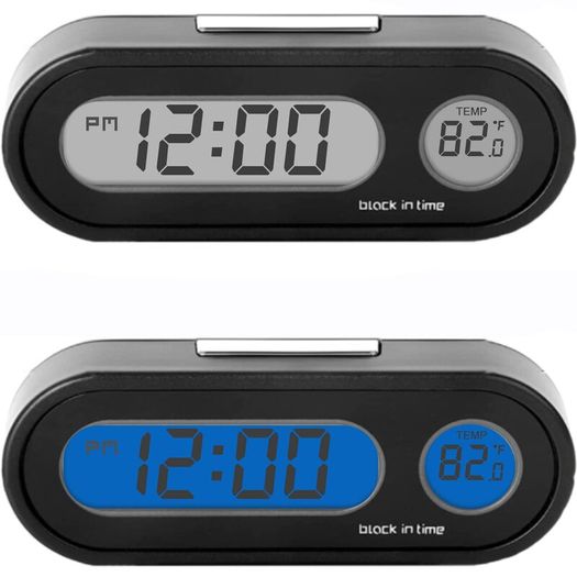Mini Electronic Car Clock Time Watch Auto Dashboard Clocks Luminous Thermometer LCD Backlight Digital Display Car Accessories