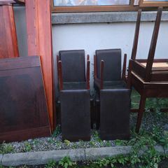 Set of wood frame leatherette chairs