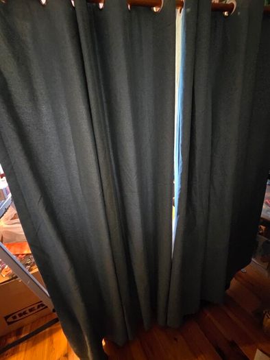 Turquoise Lined Eyelet Curtains. 2 Matching Pairs