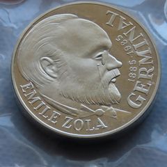 Emile Zola - X Rare Only 421 issue Piedfort - France Silver 100 Francs 1985