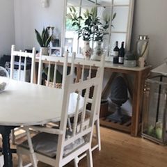 Free solid wood dining table & 6 chairs