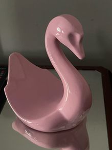 80s retro ceramic swan guest towel or napkin holder