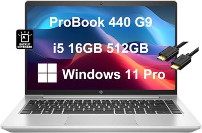 HP ProBook 440 G9 14'' Notebook i5-1235U 12th Gen 16GB RAM 256GB SSD Windows 11 Pro.