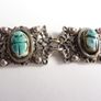 Vintage Egyptian silver tone scarab bracelet Image 3