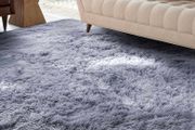 Plush Fluffy Non-slip Shaggy Rugs Living Room, 140x200cm, Grey Non-slip soft area rug, plush bedroom carpet. Ideal for dorm, teen room, playroom, study, office, Modern indoor furry decor.