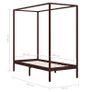 Canopy Bed Frame Dark Brown Solid Pine Wood 90x200 cm Image 2