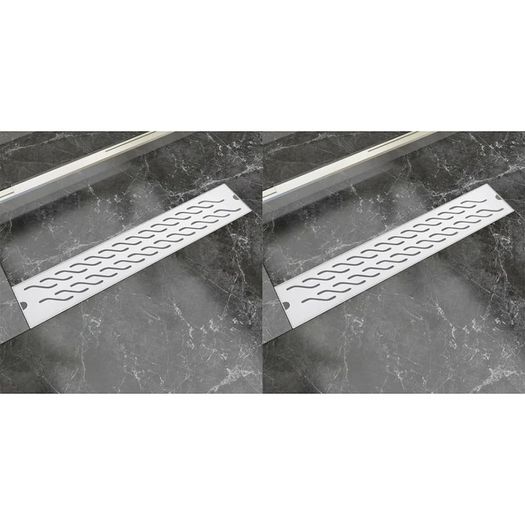 Linear Shower Drain 2 pcs Wave 630x140 mm Stainless Steel