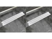 Linear Shower Drain 2 pcs Wave 630x140 mm Stainless Steel
