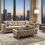 Long Chesterfield Coffee Table Velvet Rectangle 83x63x45cm with Glass Image 5
