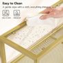 3-Tier Gold Console Table, Tempered Glass Sofa Table, Narrow Side Table, Modern Hallway Table, for Living Room, Foyer, Hallway, Bedroom, Metal Frame, Sturdy, Gold Image 3