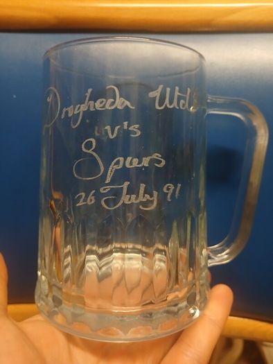 Drogheda United glass tankard
