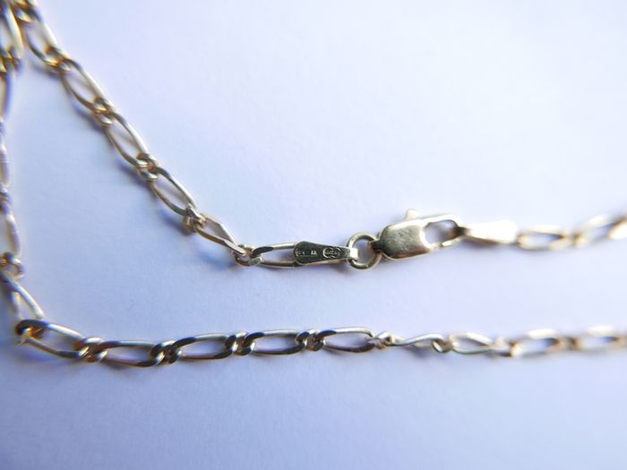 Vintage Solid 9Ct Yellow Gold 375 Figaro Necklace Chain ,  length 16" - 3,7g