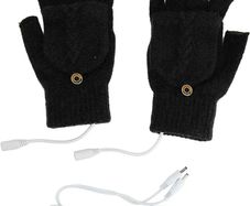 USB Heated Gloves Warm Winter Fingerless Knitted Gloves