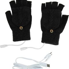 USB Heated Gloves Warm Winter Fingerless Knitted Gloves