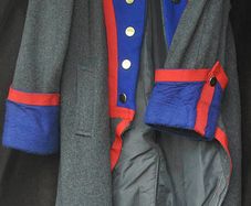 British Military Coat Costume Grey Wool,Red Piping