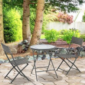 Folding Rattan Bistro Set