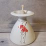 Louis Mulcahy Oil Lamp White Floral Hand Made Painted Irish Pottery With Wick Image 2