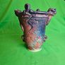Michael Kennedy Sligo Studio Pottery Vase , Irish Ceramic Art, Ram Horn Handles Image 3