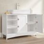 _Under-Sink Cabinet Extra Long 90 x 30 x 60 cm 2 Doors Bathroom Cabinet Open Compartments Height-Adjustable Shelves White Image 6