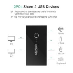 2 In 4 Out USB 3.0 5G bps Plug and Play Sharing Switch Box