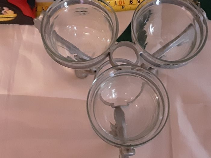white metal glass holder