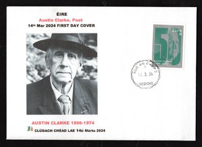 2024 Ireland 50th Anniversary of Death of Austin Clarke Commemorative Stamp PaddyAchill First Day Cover (FDC)