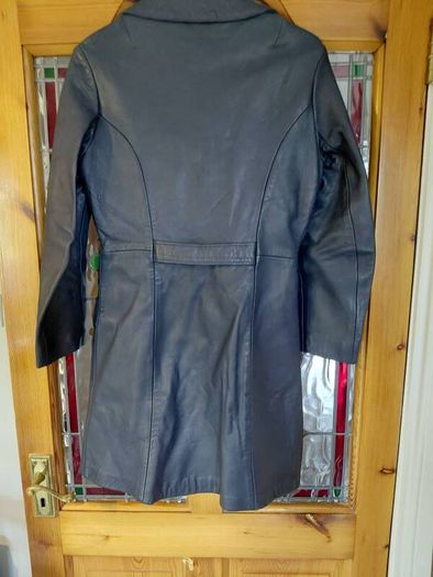 Classic vintage blue leather womens coat