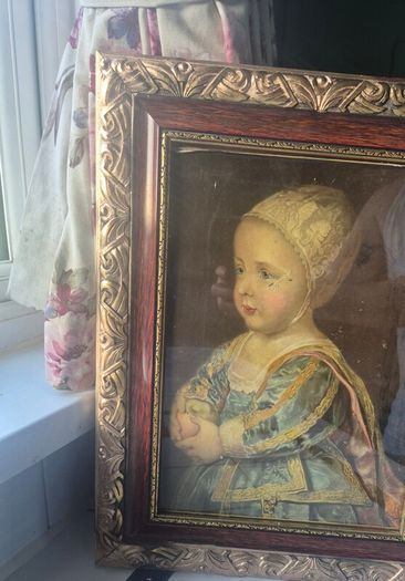 Vintage glass gold framed print of Baby Stuart by Anthony Van Dyke
