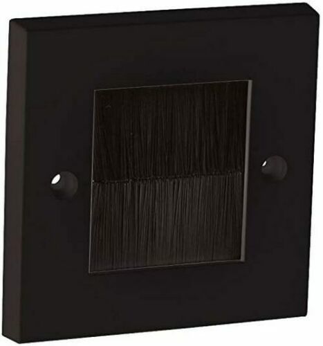 Brush Faceplates - Sound Cables Black Brush Stripe Cable Entry Single Gang