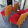 1930s set of Original red velvet walnut Art Deco chairs Image 7