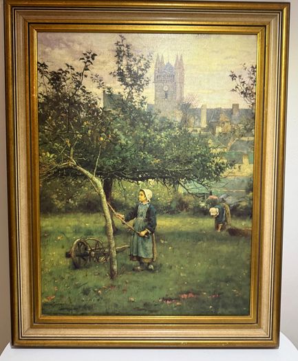 Vintage Framed Walter Osborne Print - Apple Gathering, Quimperle
