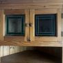 Pine corner cabinet unit with stain glass lead detail Image 2