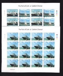 2013 Ireland The Port of Cork Commemorative Sheetlet Plate 1A1A1A1A Fine Used with Dublin cancel of 17th July 2013 (First day of issue) on envelope extract.