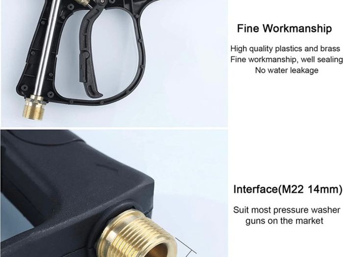 High Pressure Washer Gun with 5Pcs Spray Nozzles, 4350 PSI 1/4" Quick Release Car Washer Gun, Power Short Spray Gun M22 Metric Thread for Car Cleaning (FREE POSTAGE)