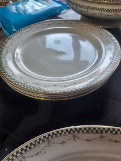 18 Piece of Antique Delf including 2 Lidded Tureen, 2 Platter Plates, Gravy Boat and Plates